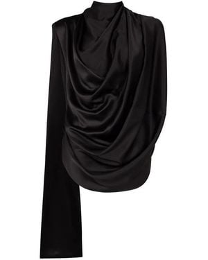 ROKSANDA Vesper Draped Asymmetric Broken Blouse - Black