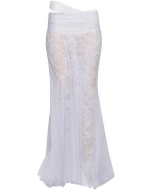 DI PETSA Ethereal Bloom Lace Maxi Skirt - White