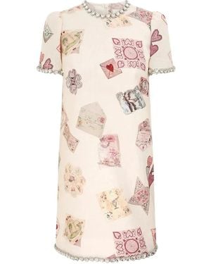 Zimmermann Embellished-neck Graphic-print Dress - ナチュラル