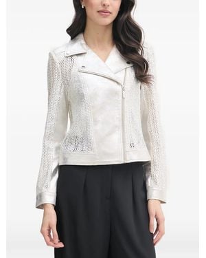 Joseph Ribkoff Metallic-Effect Crochet-Knit Jacket - White