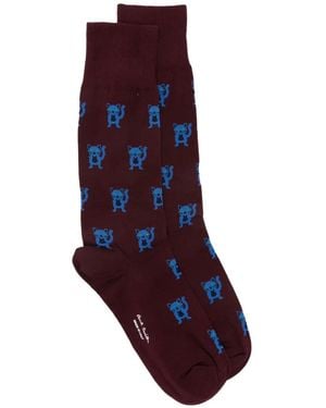 Paul Smith Miro Cat Printed Socks - Purple