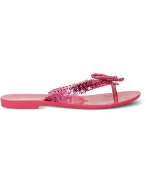 Melissa X Disney Harmonic Chrome Sequin-Embellished Bow Flip-Flops - Pink