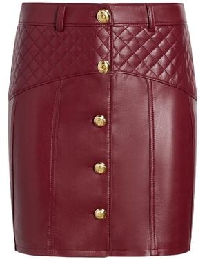 Cinq À Sept Claudia Quilted Button Mini Skirt - Red
