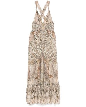 CAMILLA Bead-Strap Gathered Maxi Dress - Natural