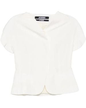Jacquemus Ovalo Short-Sleeve Blouse - White