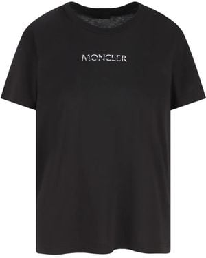 Moncler Logo-Embroidered T-Shirt - Black