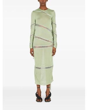 Isa Boulder Braided-Panel Midi Dress - Green