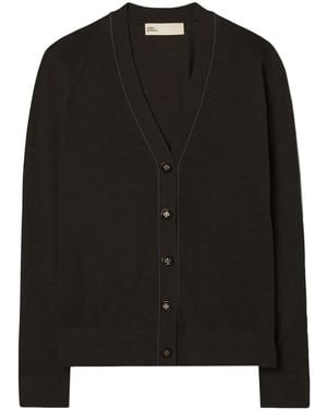 Tory Burch Cardigan simone in lana e seta - Nero