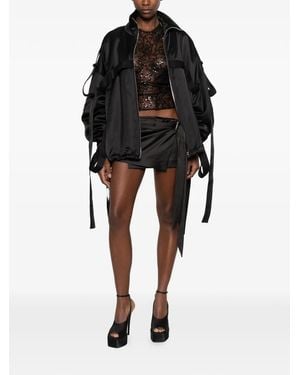 The Attico Buckle-Strap Oversized Jacket - Black