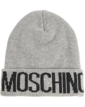 Moschino Bonnet À Logo Intarsia - Grey