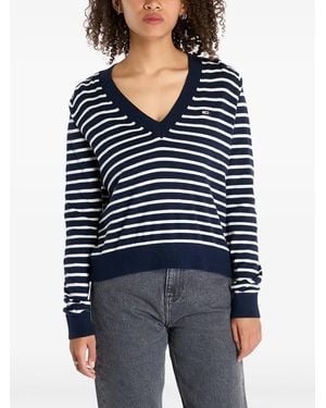 Tommy Hilfiger Striped Jumper - Blue