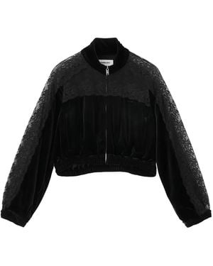 Ambush Lace-Panel Bomber Jacket - Black