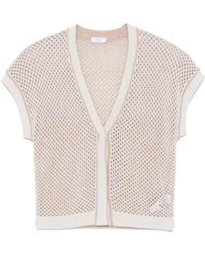 Peserico Cardigan Mit Lochstrickmuster - Weiß