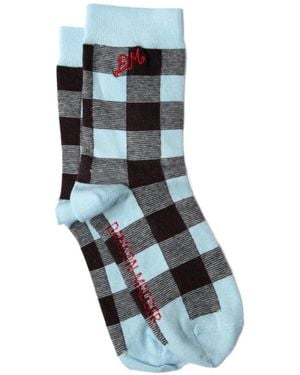 Damson Madder Logo-Embroidered Socks - Blue