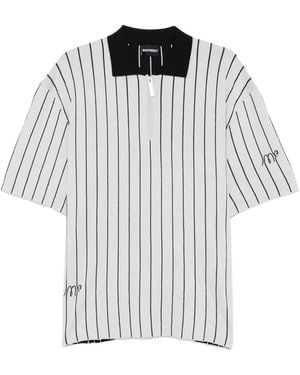 MADFRENZY Mf Striped Zip Polo Shirt - White