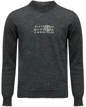 MM6 by Maison Martin Margiela Numeric Crew-Neck Sweater - Black