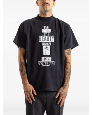 Balenciaga Slogan-Print Oversized T-Shirt - Black