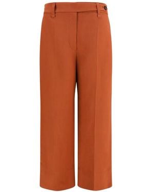 Brunello Cucinelli Cigarette Pressed-Crease Wide-Leg Trousers - Orange
