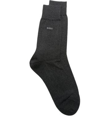 BOSS Logo-Embroidered Ankle Socks - Black