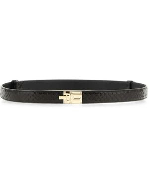 Tom Ford T Latch Python-Effect Belt - White