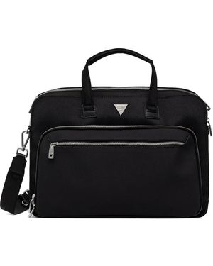 Guess Berna Logo-Plaque Zip-Fastening Briefcase - Black