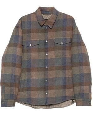 Etro Check-Pattern Button-Up Shirt - Grey