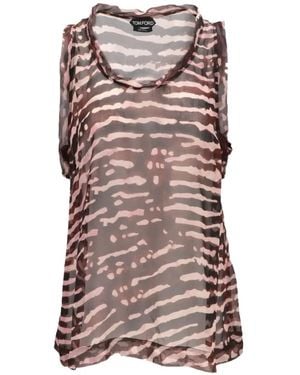 Tom Ford Zebra-Print Sleeveless Top - Brown