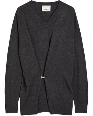 Isabel Marant V-Neck Safety Pin Sweater - Black