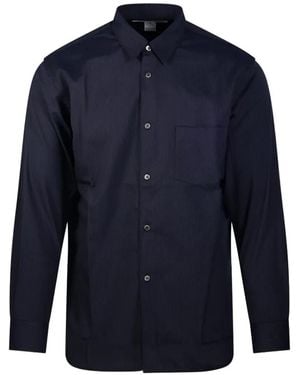 Comme des Garçons Pinstripe-Pattern Cotton Shirt - Blue