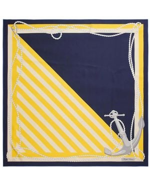 Ralph Lauren Gestreepte Zijden Sjaal - Blauw