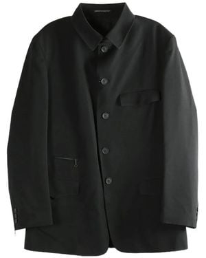 Yohji Yamamoto Button-Up Gabardine Jacket - Black