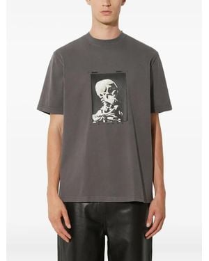 Stampd Skull-Print Cotton T-Shirt - Gray
