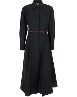 Max Mara Belted Midi Shirt Dress - Black