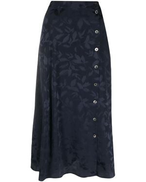 Zadig & Voltaire June Floral-Print Silk Midi Skirt - Blue
