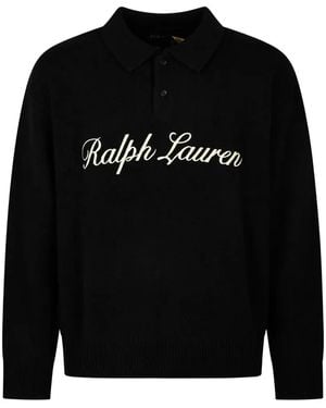 Polo Ralph Lauren Logo-Embroidered Polo-Collar Jumper - Black