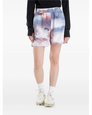 Nike Elastic-Waistband Printed Shorts - Blue