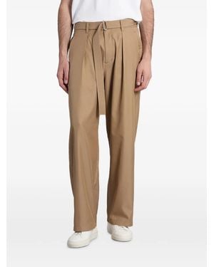 Attachment Pleated Tapered Pants - Natural