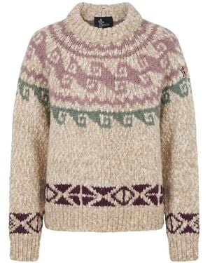 Moncler Wollpullover Mit Mehrfarbigem Jacquard-Strickmuster - Weiß