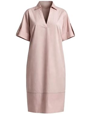 Peserico V-Neck Cuffed Midi Dress - Pink