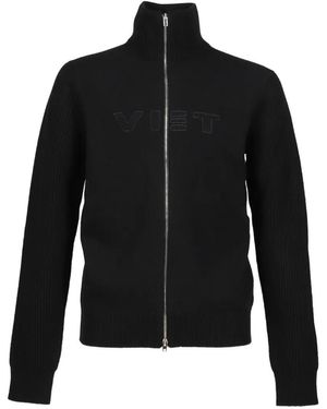 Vetements Logo-Embroidered Zip-Up Jumper - Black