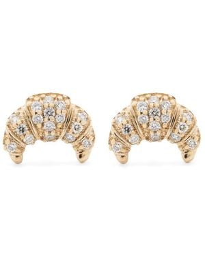 Sydney Evan 14Kt Small Croissant Diamond Stud Earrings - White