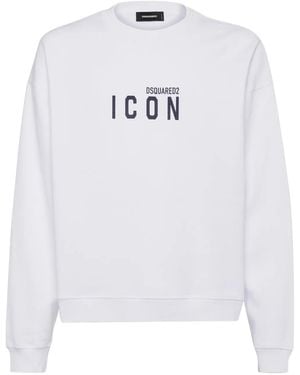 DSquared² Icon-Print Cotton Sweatshirt - White