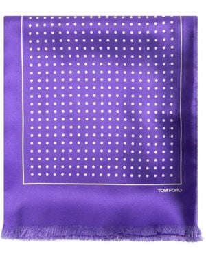 Tom Ford Polka-Dot Frayed Scarf - Purple