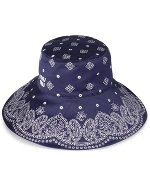 Miu Miu Bandana-Print Hat - Blue