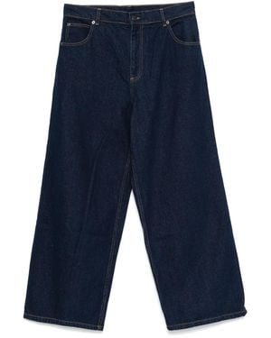 Charles Jeffrey Knitted-Patch Wide-Leg Jeans - Blue