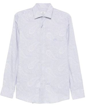 Etro Paisley-Print Striped Shirt - White
