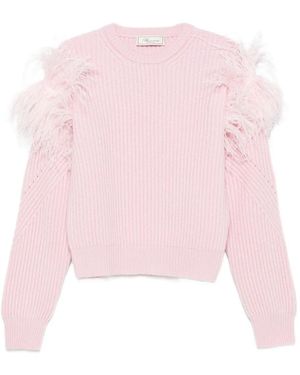 Blumarine Gerippter Pullover mit Federdetail - Pink