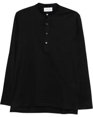 Tokyo Buttoned Long-Sleeved Polo Shirt - Black