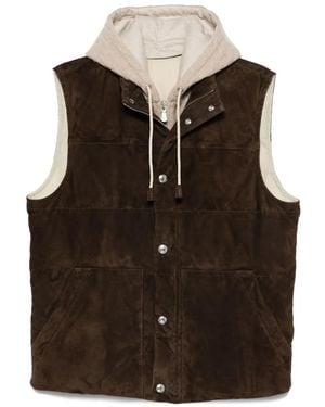Eleventy Suede Quilted Gilet - Brown