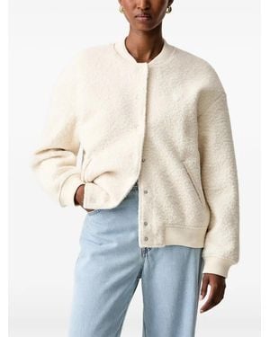 Guess Fleece-Texture Bomber Jacket - Natural